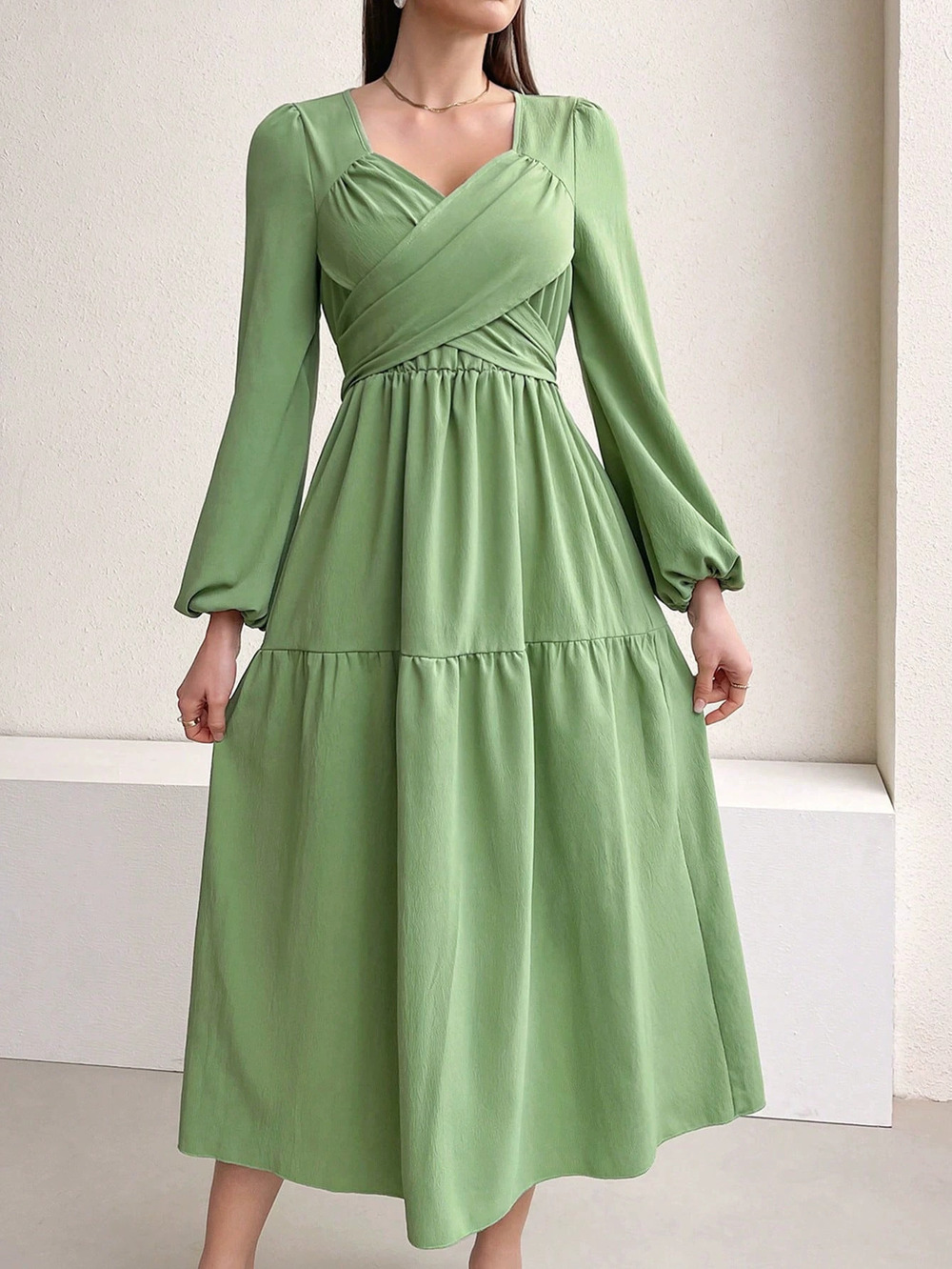 ZARA Elegant Youthful Spring Summer Fresh Teal Midi Dress